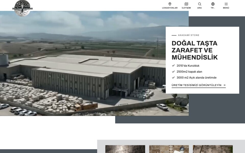 Akademi Stone web sitesi ana sayfası