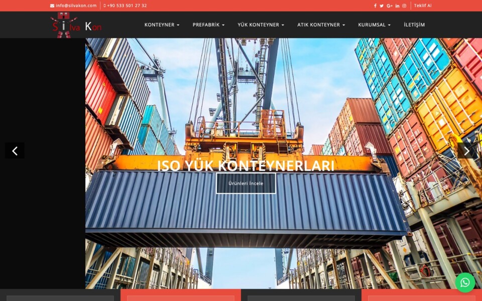Silvakon web sitesi ana sayfası